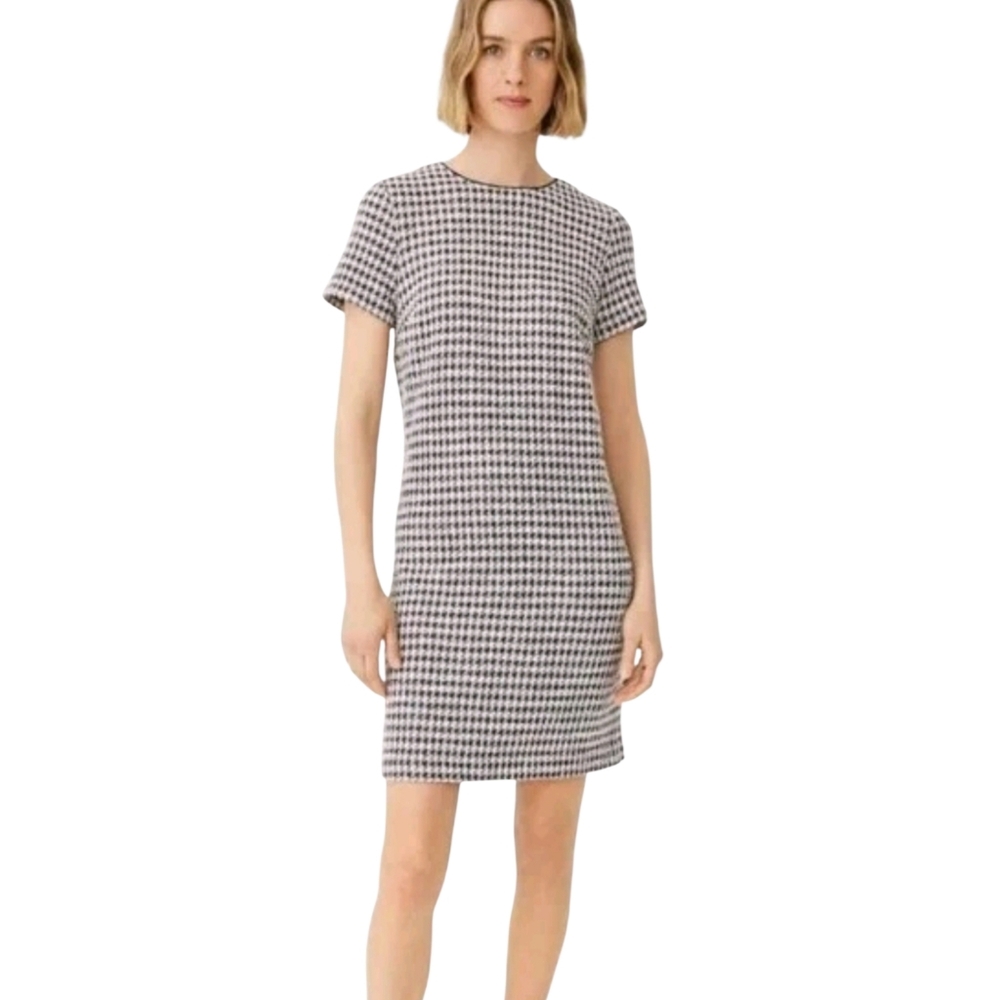 Ann Taylor Brown Herringbone Tweed Shift ‎ Dress Size Medium
